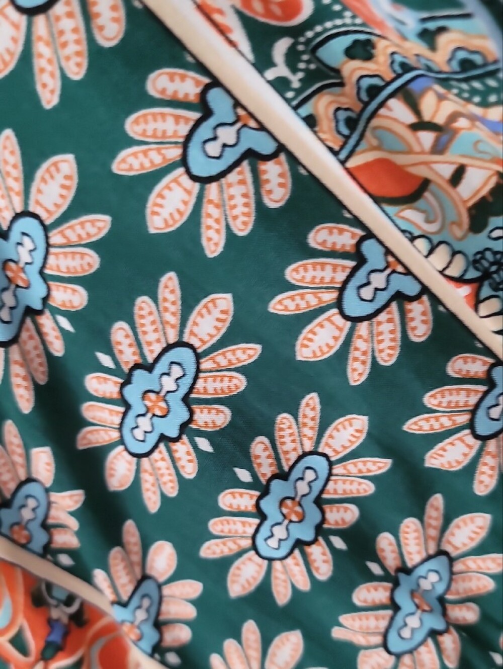 Boho Floral Paisley Tunic Dress in Teal & Coral - Picture 12 of 16